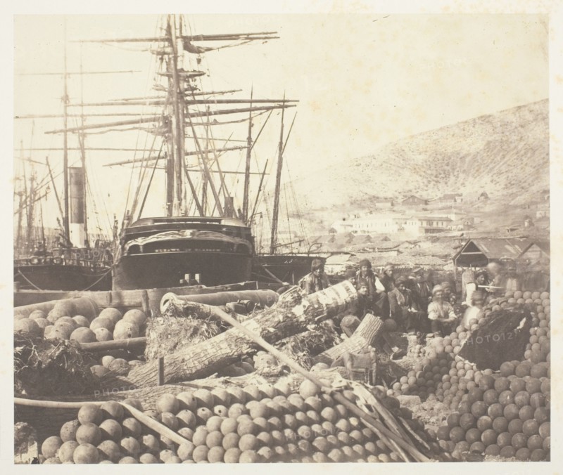 The Ordnance Wharf, Balaklava, 1855. Creator: Roger Fenton.