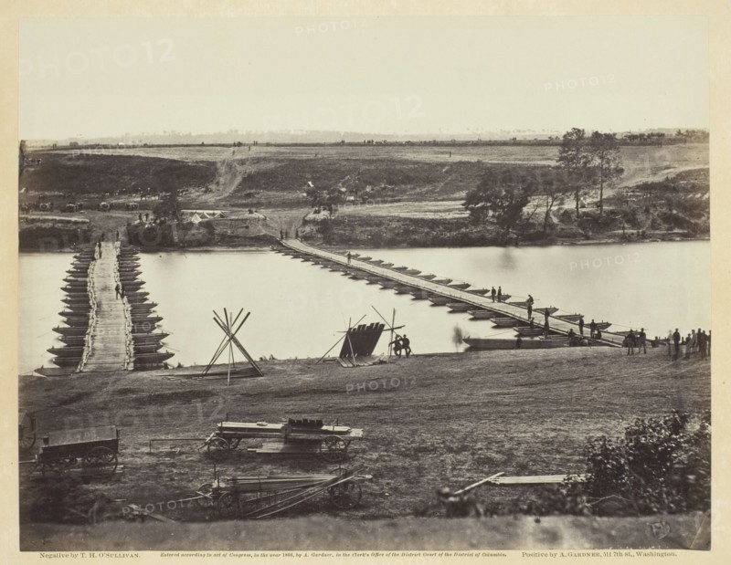 Pontoon Bridge Across the Rappahannock, May 1863. Creator: Alexander Gardner.