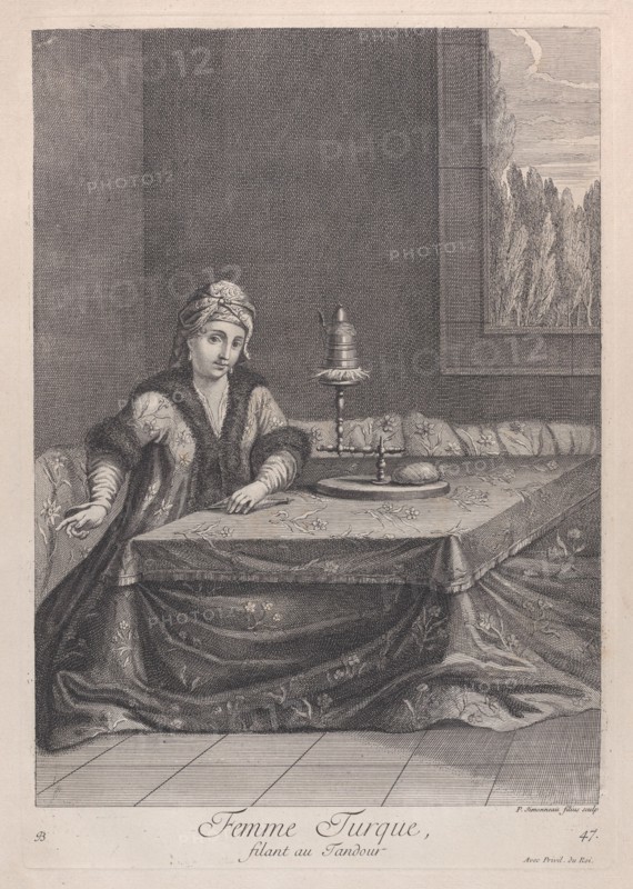 Femme Turque, filant au Tandour, 1714-15. Creator: Unknown.