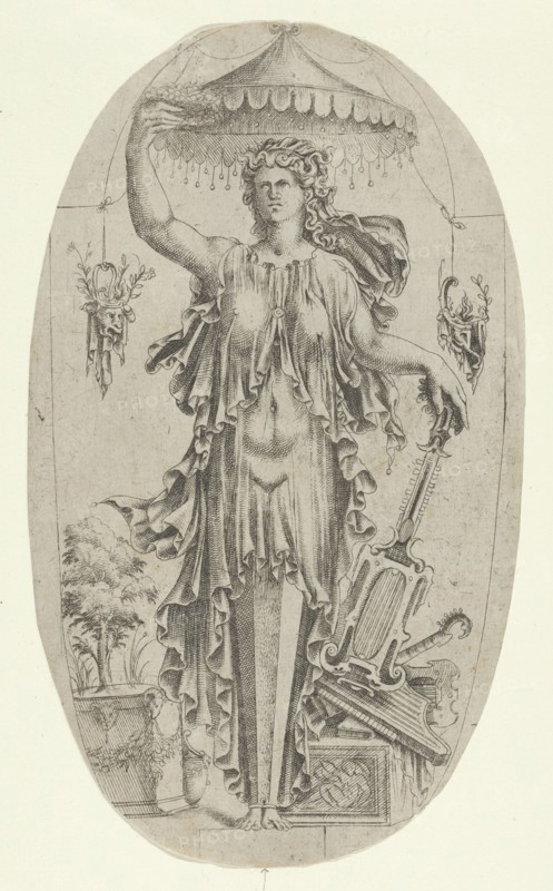 Term in the Form of a Woman with Musical Instrument, 1535-55. Creator: Jean Mignon.
