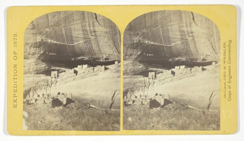 Ruins in Cañon de Chelle, N. M., in a cavity in the wall, 60 feet above present bed of Cañon..., 187 Creator: Tim O'Sullivan.