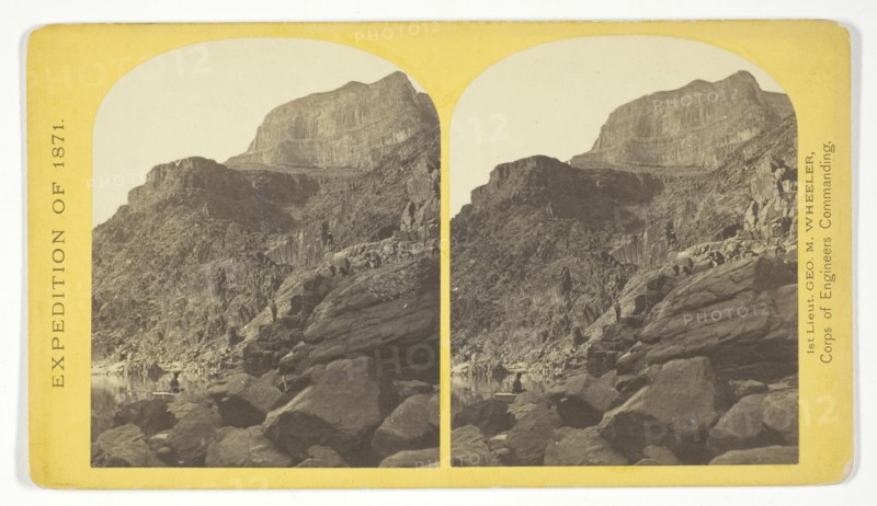 View of Grand Cañon walls, near mouth of Diamond River. From water line to first shelf..., 1871. Creator: Tim O'Sullivan.