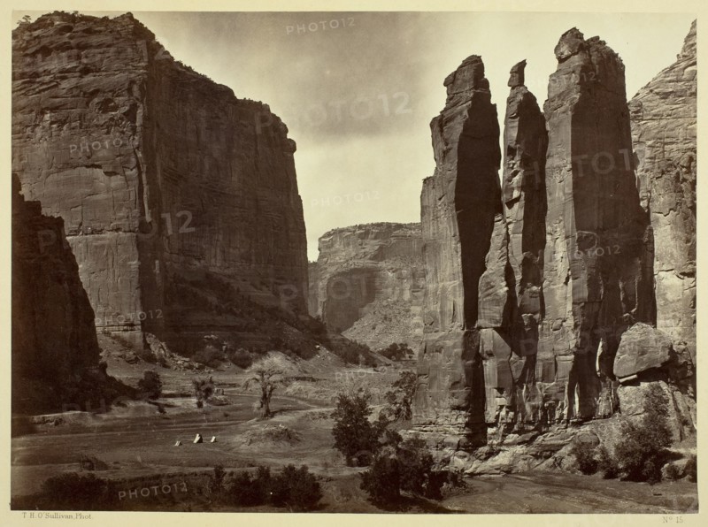 Cañon de Chelle, Walls of the Grand Cañon, about 1200 feet in height, 1873. Creator: Tim O'Sullivan.