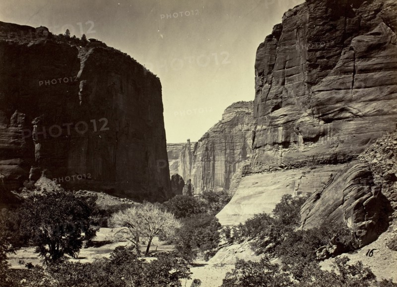 Head of Cañon de Chelle, Looking Down. Walls about 1200 feet in height, 1873. Creator: Tim O'Sullivan.