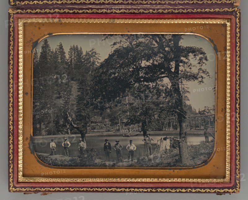 Untitled (Gold Miners in Front of a Pond), 1850. Creator: Unknown.
