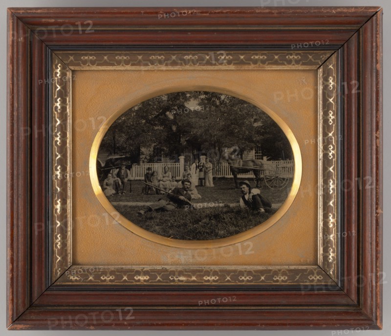 Untitled (Group Portrait of People in a Park), 1870. Creator: Unknown.