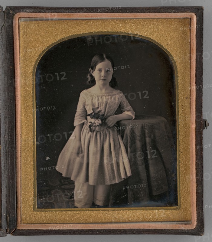 Untitled (Portrait of a Girl Holding Flowers), 1847. Creator: Unknown.