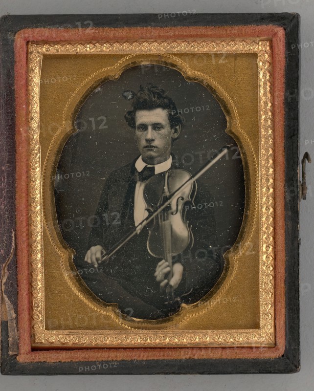 Untitled (Portrait of a Man Holding a Violin), 1858. Creator: Unknown.