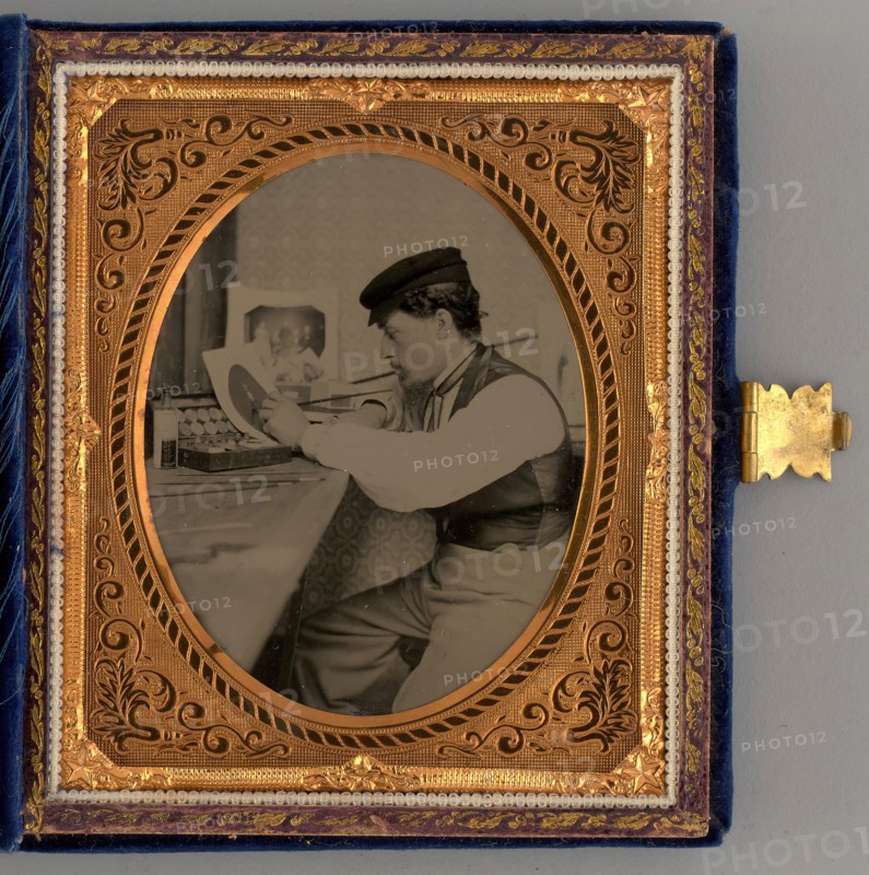 Untitled (Portrait of a Man Painting), 1865. Creator: Unknown.