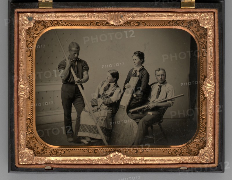 Untitled [group of people with equipment], 1865. Creator: Unknown.