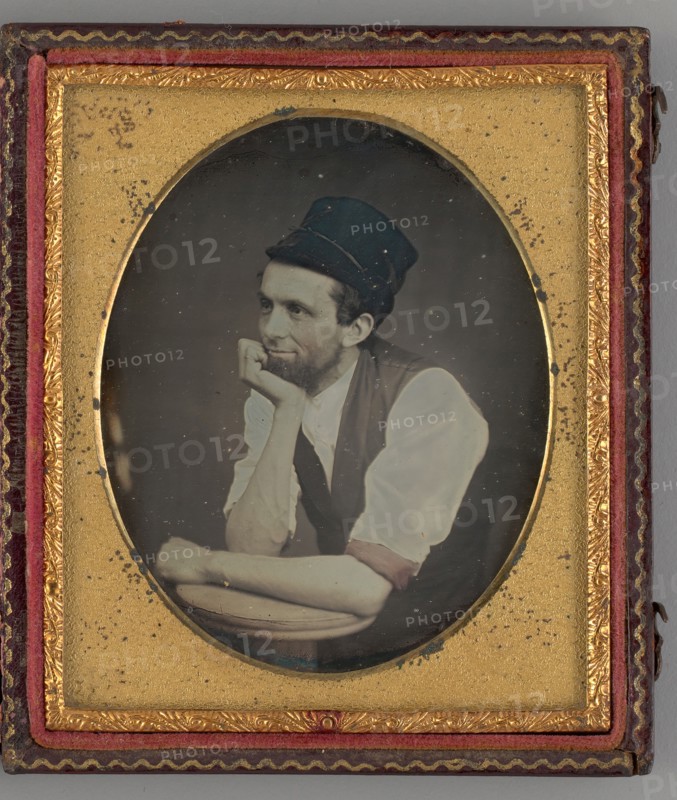 Untitled (Portrait of Seated Man Wearing a Hat), 1854. Creator: Unknown.