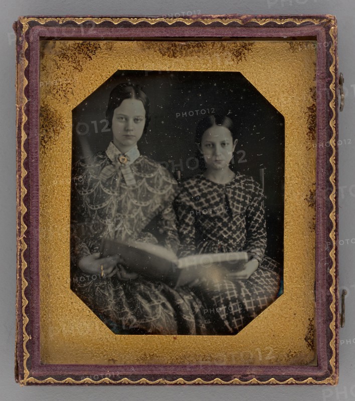 Untitled (Portrait of Seated Two Girls Holding a Book), 1848. Creator: Unknown.