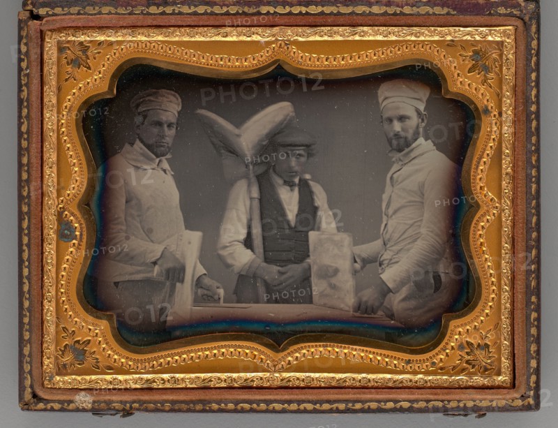 Untitled (Portrait of Three Standing Men), 1858. Creator: Unknown.