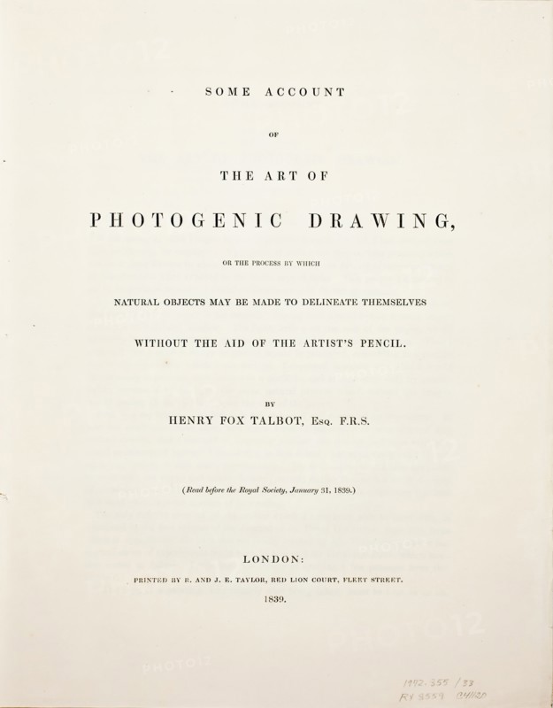 Some Account of the Art of Photogenic Drawing, or the Process by which Natural Objects..., Jan 31, 1 Creator: William Henry Fox Talbot.