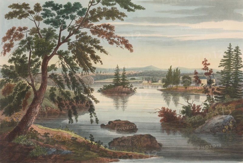 View Near Fort Miller (No. 10 (later changed to No. 9) of The Hudson River Portfolio), 1822. Creator: John Hill.
