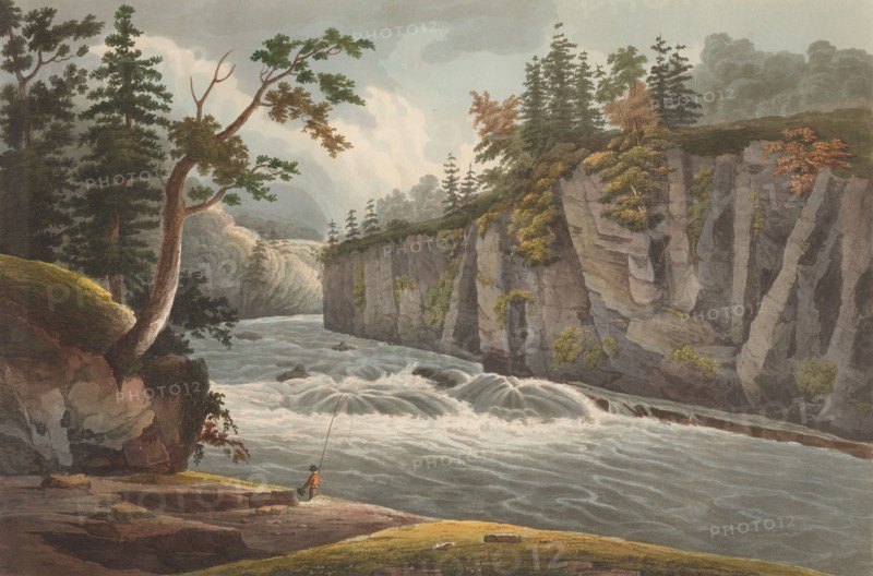 Rapids Above Hadley's Falls (No. 4 of The Hudson River Portfolio), 1822-23. Creator: John Hill.