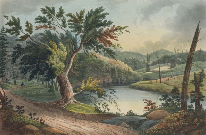 View Near Jessup's Landing (No. 3 of The Hudson River Portfolio), 1821-22. Creators: John Rubens Smith, John Hill.