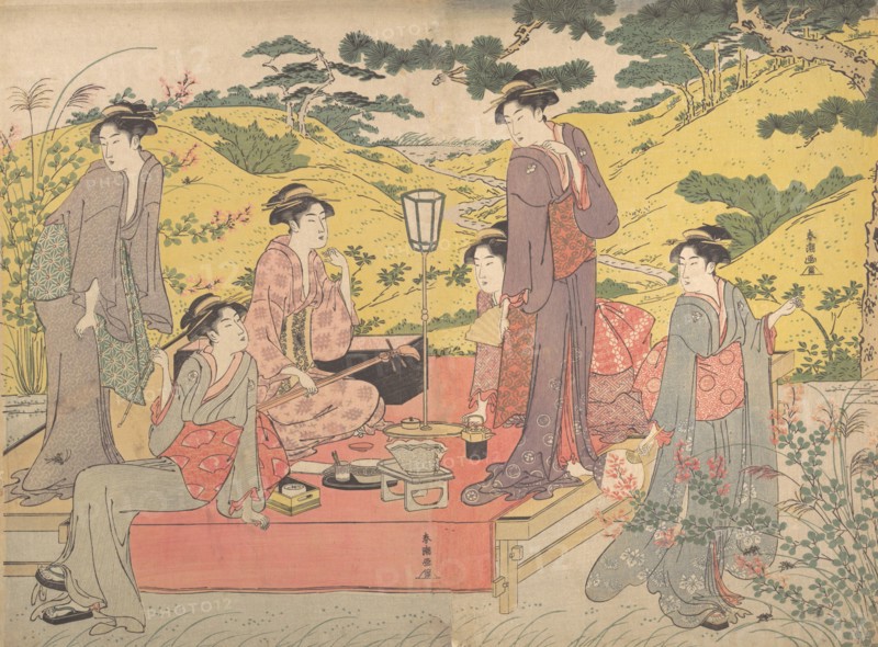 A Picnic Party at Hagidera, late 18th-early 19th century. Creator: Katsukawa Shuncho.