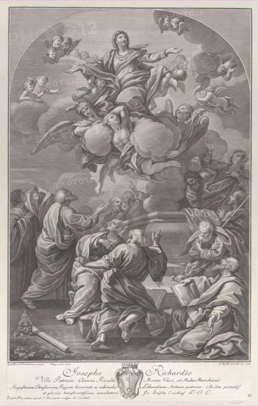 The Assumption of the Virgin, who rises from the tomb surrounded by Apostles, 1778. Creator: Giovanni Battista Cecchi.