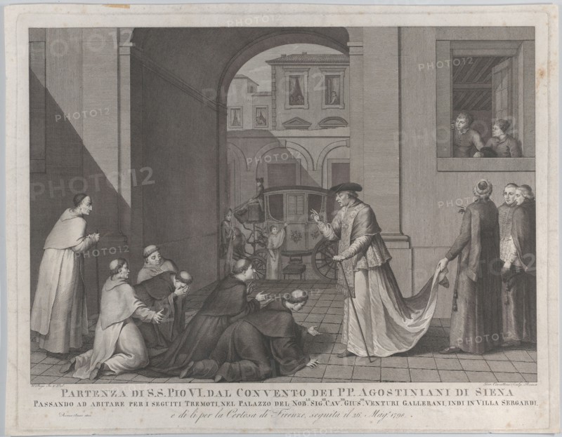 Pope Pius VI taking leave of the Augustinian monks in Siena, 1801. Creator: Girolamo Carattoni.