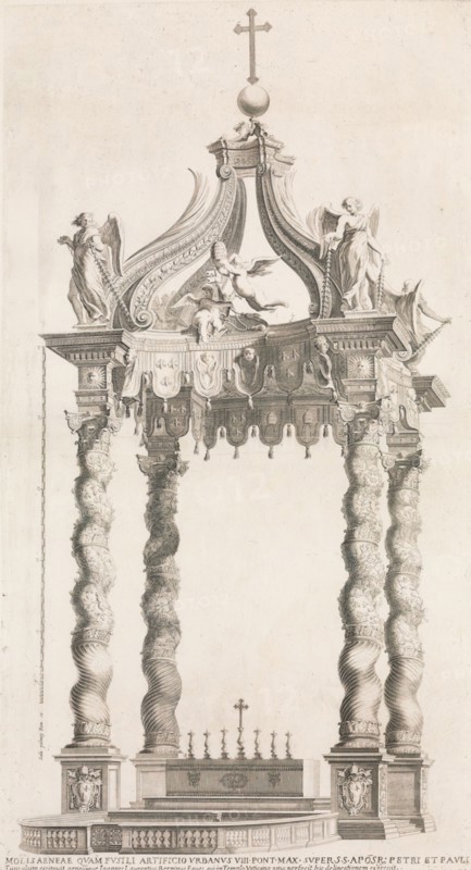 Isolated View of Bernini's Baldacchino. Plate 39 from the Album 'Basilica di S. Pietro ..., 1653-91. Creator: Giovanni Giacomo De Rossi.