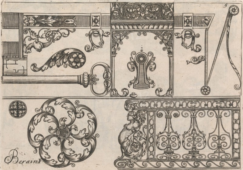 Diverses Pieces de Serruriers, page 6 (recto), ca. 1663. Creator: Jean Berain.