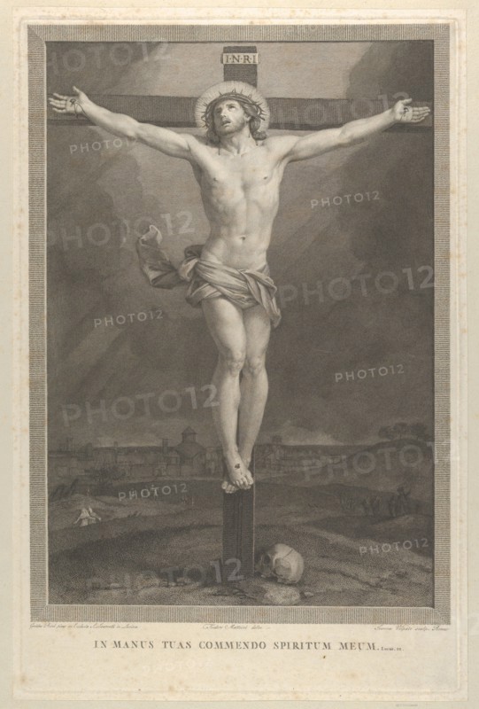Christ crucified on the cross, a skull at the base, ca. 1770-1803. Creator: Giovanni Volpato.