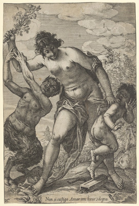 Venus Whipping Cupid with Roses, early 17th century., early 17th century. Creator: Giovanni Luigi Valesio.
