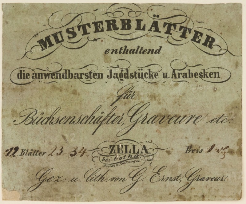 Title page from a book on firearms, ca. 1849-50. Creator: Gustave Ernst.