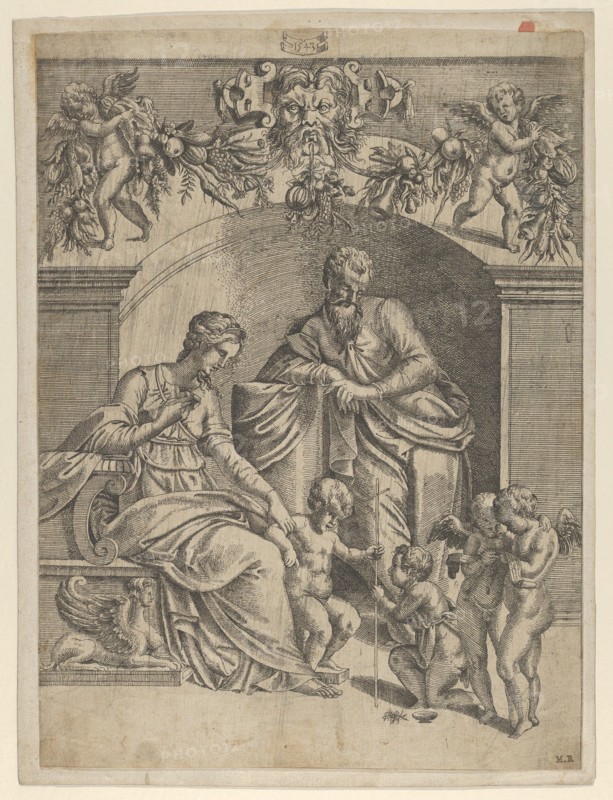 The Virgin with Infant Jesus adored by St. John, 1543. Creator: Jean Mignon.