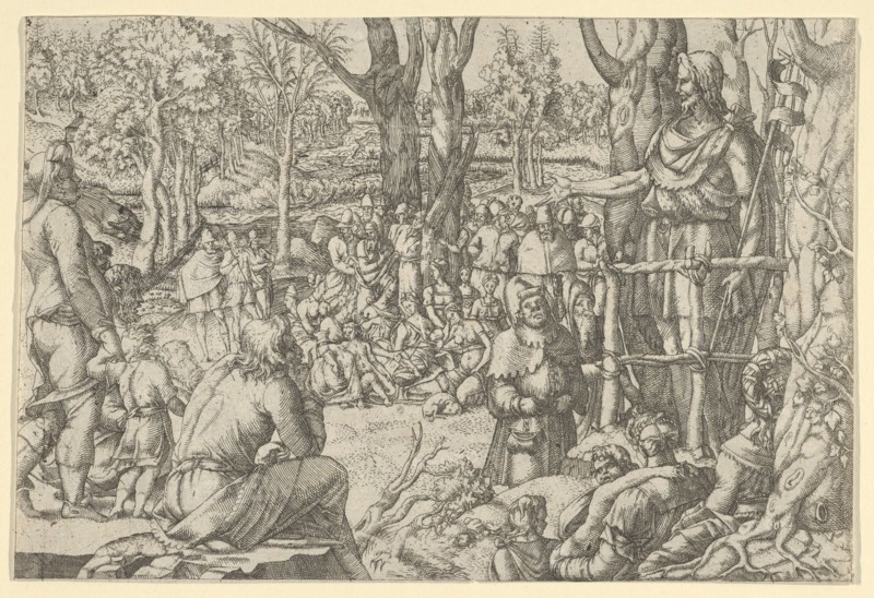 St. John Preaching in the Desert, 1535-55. Creator: Jean Mignon.