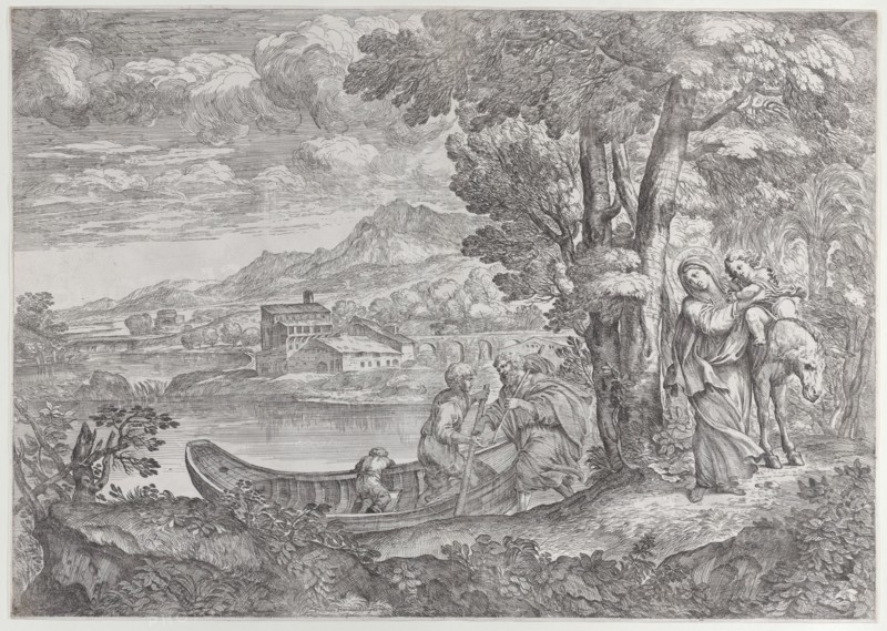 Landscape with the flight into Egypt, 1626-80., 1626-80. Creator: Giovanni Francesco Grimaldi.