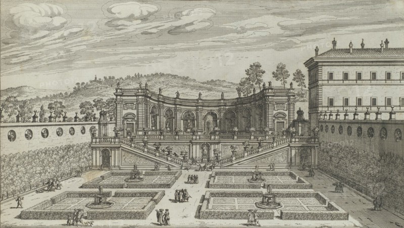 Altra Vedvta in Prospettiva del Teatro et Giardino Contigvo di Mondragone in Fras..., 1691 or after. Creator: Giovanni Battista Falda.