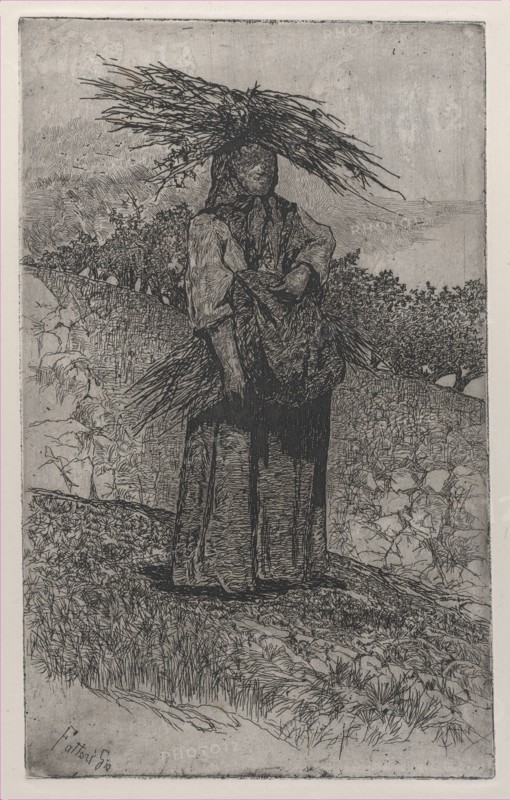 Peasant woman gathering sticks, 1884-1908. Creator: Giovanni Fattori.