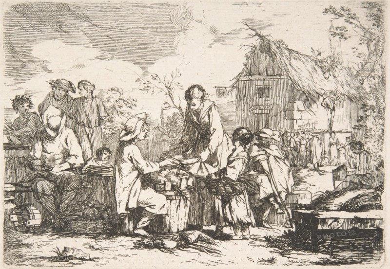 Village Market Place (Le Marché de village), 18th century. Creator: Jean-Baptiste-Marie Pierre.