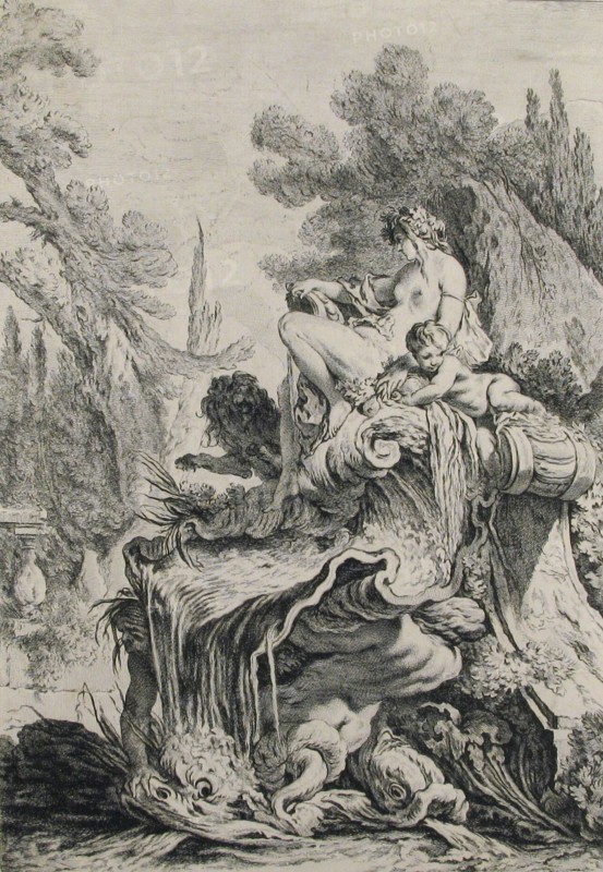 Fountain with a Naiad Seated on a Shell (Une fontaine avec une näiade assise sur une c...,  Creator: Jean-Baptiste-Marie Pierre.