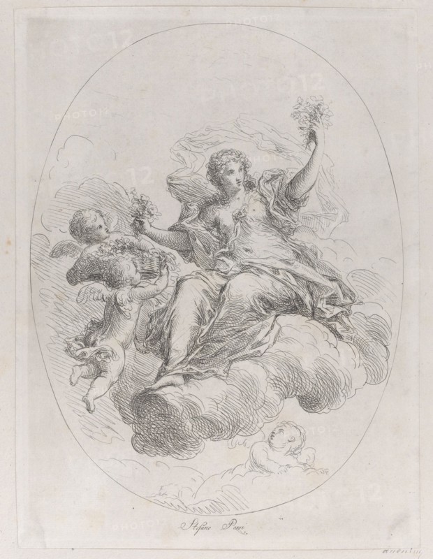 Allegorical figure on a cloud with putti, after Stefano Pozzi, ca. 1745-1802. Creator: Giuseppe Canale.