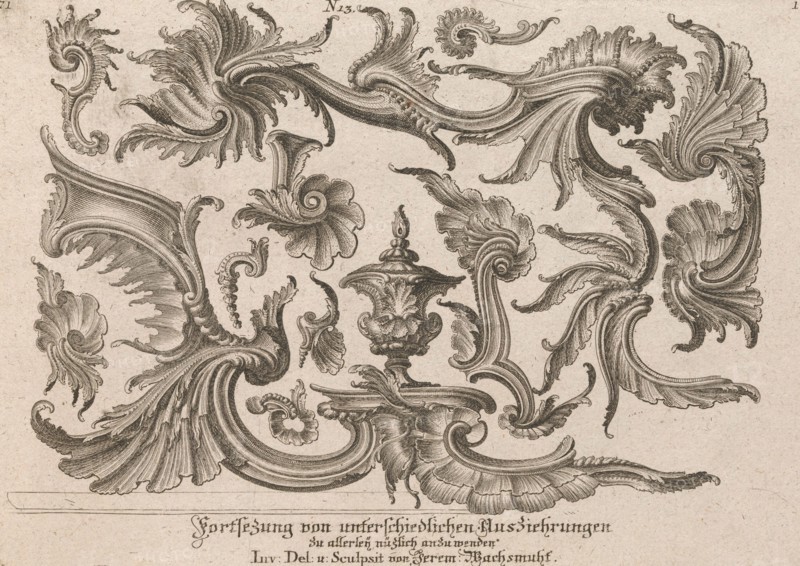 Various Designs for Rocaille Ornaments, Plate 1 from: 'Fortsezung von unter..., Printed ca. 1750-56. Creator: Jeremias Wachsmuth.