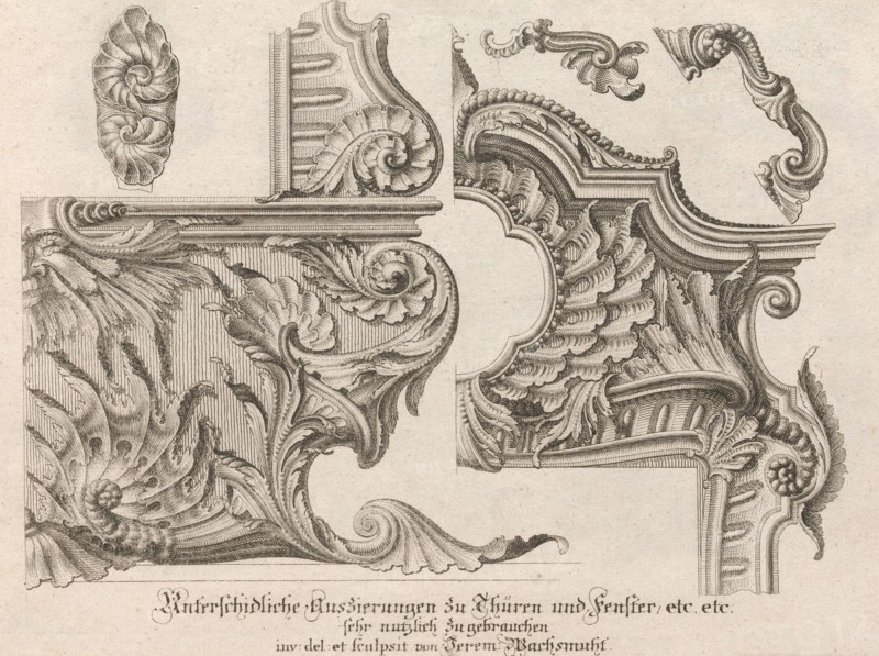 Suggestion for the Decoration of the Lower and Top Right of a Frame, Plate ..., Printed ca. 1750-56. Creator: Jeremias Wachsmuth.