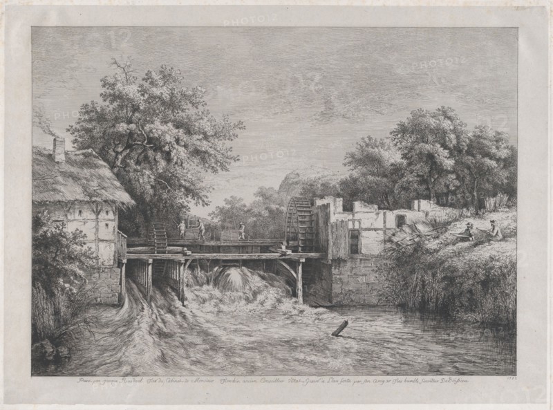 The Watermill, after a painting by Ruisdaël, 1782. Creator: Jean-Jacques de Boissieu.