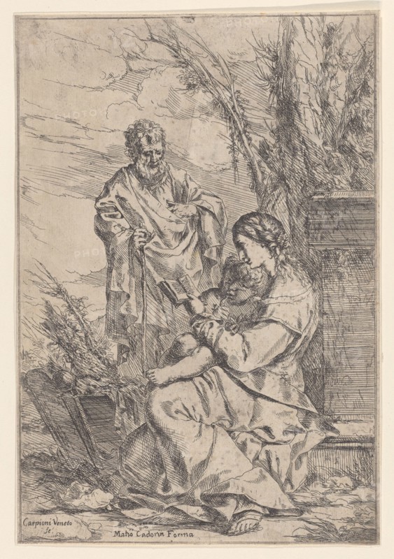 The Holy Family with the Virgin reading a book, 1640-60. Creator: Giulio Carpioni.