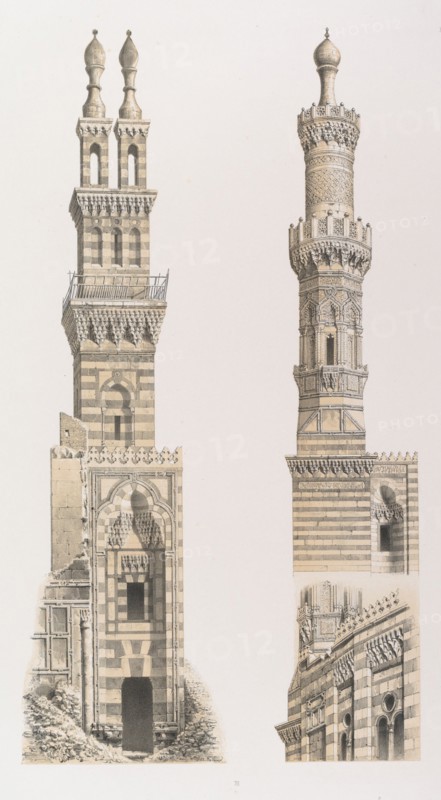 70. Mosquées Naçeriyeh et El Bordéni, au Kaire, 1843. Creator: Fichot.