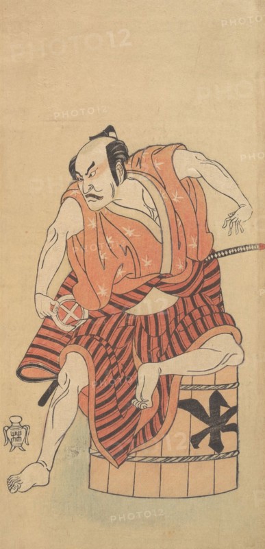 The Third Otani Hiroemon as an Otokodate Seated Upon an Inverted Tub, 1768 or 1769. Creators: Shunsho, Otani Hiroemon.