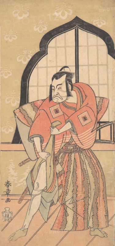 The Third Ichikawa Danzo as a Samurai Dressed in a Ceremonial Kamishimo, 1769 or 1770. Creator: Shunsho.
