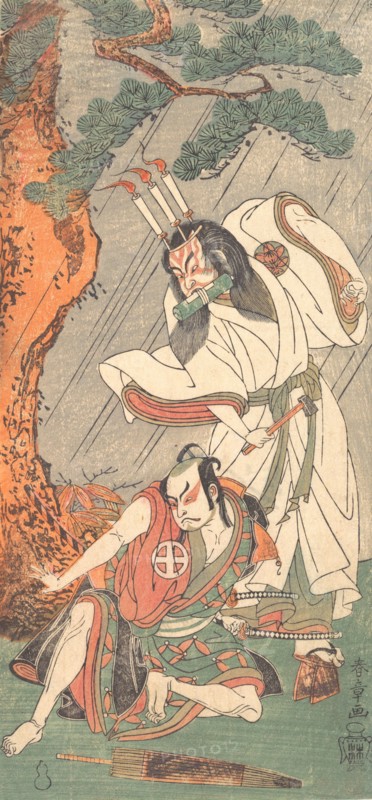 Kabuki Actors Ichimura Uzaemon IX as Ko-kakeyama and Otani Hiroji III as Koga Saburo, ca. 1771. Creator: Shunsho.
