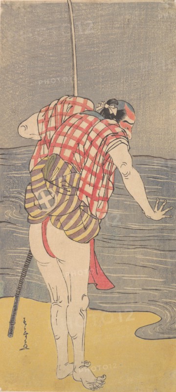 The Actor Otani Hiroemon III as Man Ready to Wade into the Sea with a Drawn Sword, ca. 1775. Creators: Shunsho, Otani Hiroemon.
