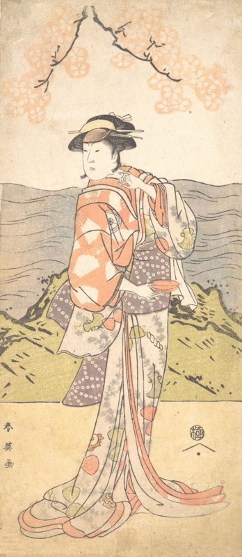 The Fourth Iwai Hanshiro as a Woman Standing Beneath a Cherry Tree, ca. 1792? Creator: Katsukawa Shun'ei.