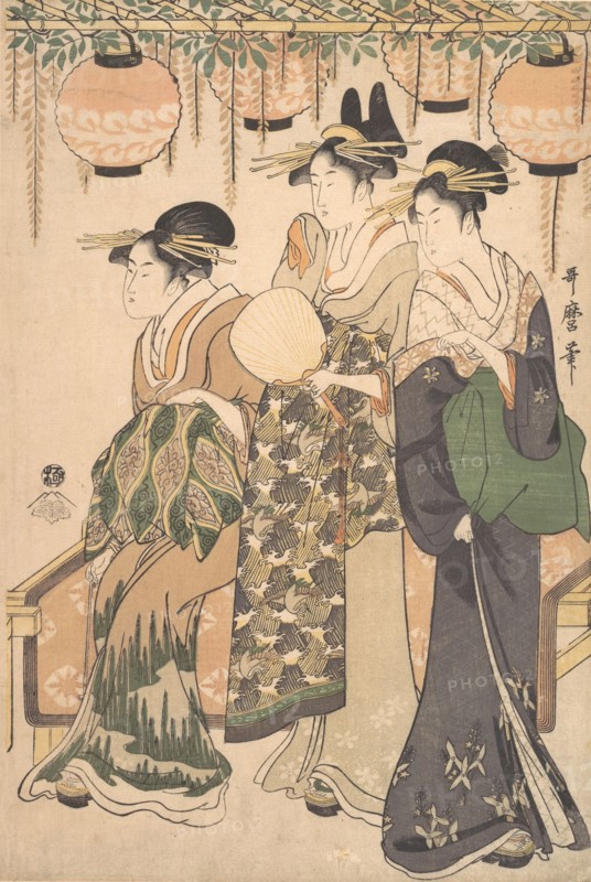Courtesans Beneath a Wisteria Arbor..., ca. 1795. Creator: Kitagawa Utamaro.