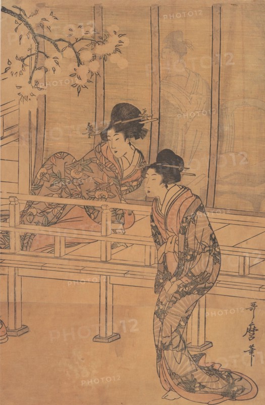 The Lady of Rokujo being Visited by the Princess Aoi, ca. 1805. Creator: Kitagawa Utamaro.