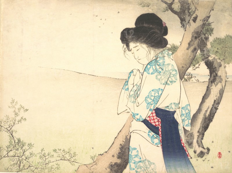 The Mad Woman of Yawata (Yawata no kyojo) from kuchie (frontispiece) of a novel, ca. 1905. Creator: Mizuno Toshikata.